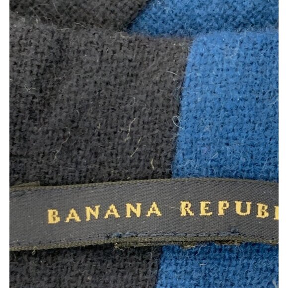 Banana Republic Stripe Wool Scarf Navy White Winter Accessory 70" x 9" 7338 - Picture 2 of 6